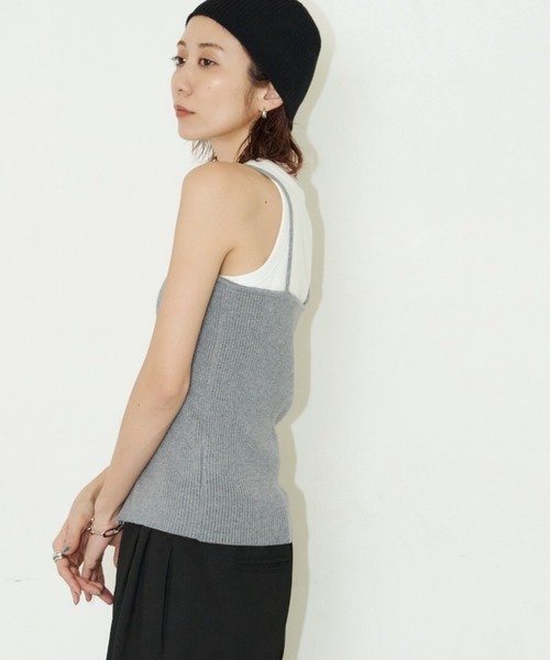 Auntie Rosa Holiday(アンティローザホリデー)の「フロントジップリブビスチェ(キャミソール・レディース・イエロー/ブラック/グレー/シルバー・FREE)」の6枚目の写真