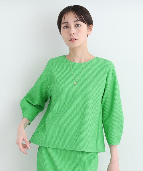 【セール】【洗える／SETUP可能】ストライプジャカードブラウス（シャツ/ブラウス）｜INDIVI（インディヴィ）