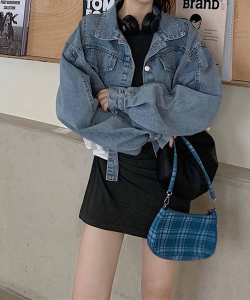 NANEA(ナネア)の「ショート丈ドッキングデニムジャケット(デニムジャケット・レディース・サックスブルー/ホワイト・SMALL/LARGE/MEDIUM)」の9枚目の写真