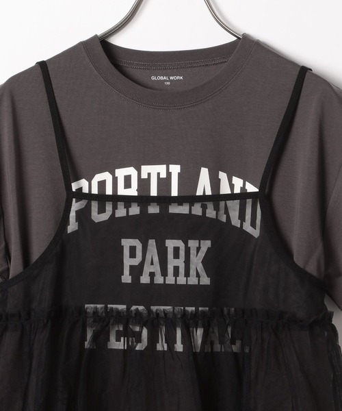 GLOBAL WORK（グローバルワーク）の「チュールキャミセットTEEワンピース/106567（ワンピース・キッズ・ホワイト×ブラック/チャコールグレー×ブラック・120cm/130cm/140cm/150cm/160cm/170cm）」の16枚目の写真