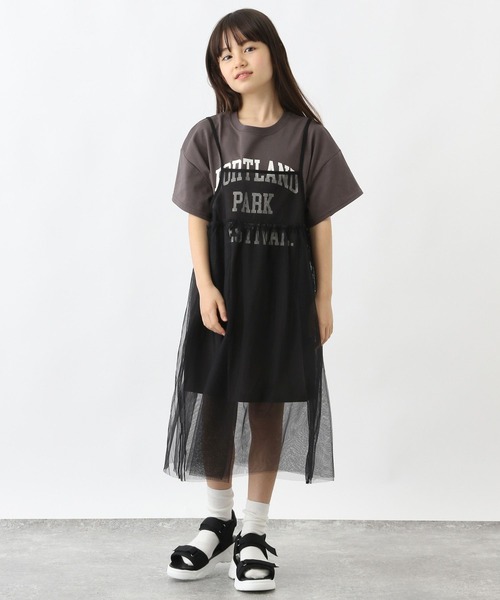 GLOBAL WORK（グローバルワーク）の「チュールキャミセットTEEワンピース/106567（ワンピース・キッズ・ホワイト×ブラック/チャコールグレー×ブラック・120cm/130cm/140cm/150cm/160cm/170cm）」の19枚目の写真