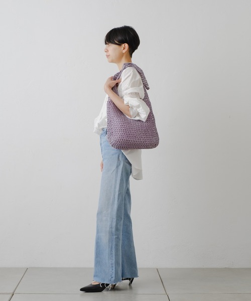 Actually（アクチュアリー）の「ペーパー手編み ワンハンドルバッグ（ショルダーバッグ・レディース・グレー/ベージュ/ラベンダー/グリーン・フリー）」の14枚目の写真