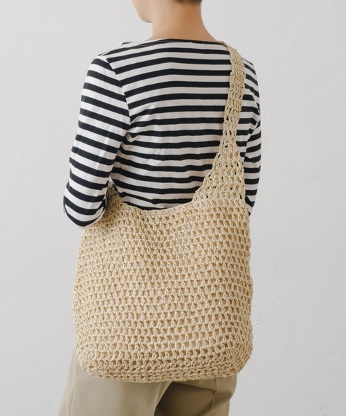 Actually（アクチュアリー）の「ペーパー手編み ワンハンドルバッグ（ショルダーバッグ・レディース・グレー/ベージュ/ラベンダー/グリーン・フリー）」の8枚目の写真