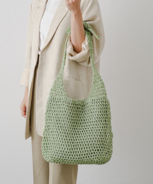 Actually（アクチュアリー）の「ペーパー手編み ワンハンドルバッグ（ショルダーバッグ・レディース・グレー/ベージュ/ラベンダー/グリーン・フリー）」の20枚目の写真