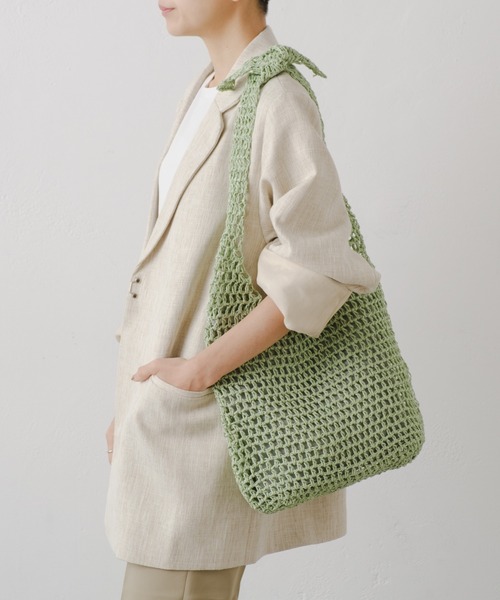 Actually（アクチュアリー）の「ペーパー手編み ワンハンドルバッグ（ショルダーバッグ・レディース・グレー/ベージュ/ラベンダー/グリーン・フリー）」の21枚目の写真