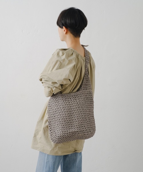 Actually（アクチュアリー）の「ペーパー手編み ワンハンドルバッグ（ショルダーバッグ・レディース・グレー/ベージュ/ラベンダー/グリーン・フリー）」の16枚目の写真