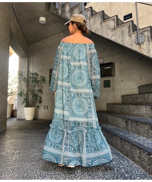 anap mimpi（アナップミンピ）の「オリエンタル ボヘミアン オフショルダー ワンピース（ワンピース・レディース・オレンジ/グリーン・FREE）」の21枚目の写真