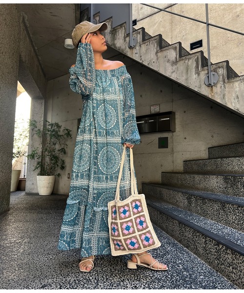 anap mimpi（アナップミンピ）の「オリエンタル ボヘミアン オフショルダー ワンピース（ワンピース・レディース・オレンジ/グリーン・FREE）」の19枚目の写真