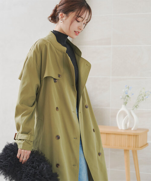KOBE LETTUCE（コウベレタス）の「選べる2丈レギュラーorショート丈トレンチコート（トレンチコート・レディース・オリーブ/ベージュ/ホワイト・M-Short/M-Regular）」の3枚目の写真