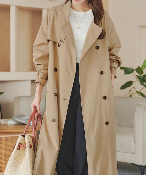 KOBE LETTUCE（コウベレタス）の「選べる2丈レギュラーorショート丈トレンチコート（トレンチコート・レディース・オリーブ/ベージュ/ホワイト・M-Short/M-Regular）」の2枚目の写真