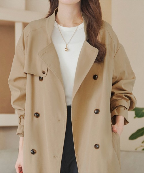 KOBE LETTUCE（コウベレタス）の「選べる2丈レギュラーorショート丈トレンチコート（トレンチコート・レディース・オリーブ/ベージュ/ホワイト・M-Short/M-Regular）」の14枚目の写真