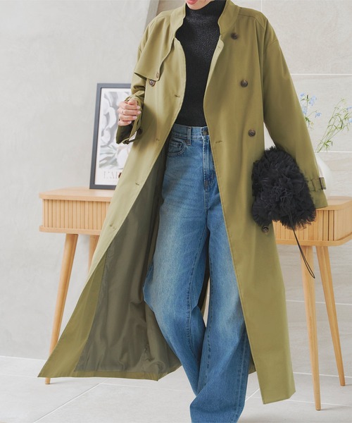 KOBE LETTUCE（コウベレタス）の「選べる2丈レギュラーorショート丈トレンチコート（トレンチコート・レディース・オリーブ/ベージュ/ホワイト・M-Short/M-Regular）」の11枚目の写真