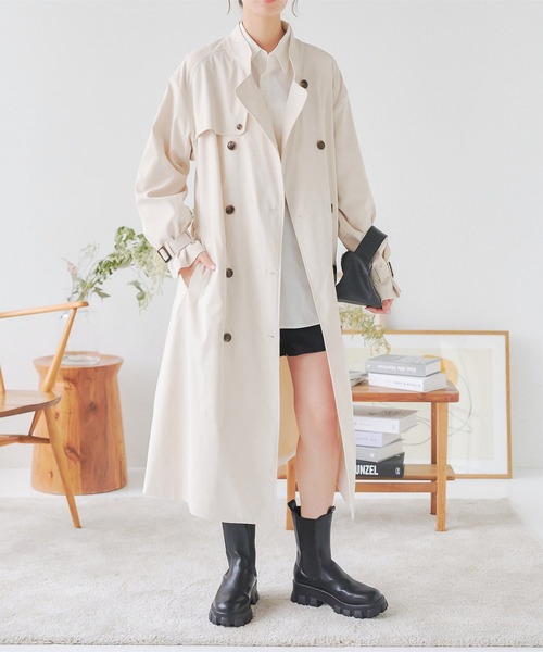 KOBE LETTUCE（コウベレタス）の「選べる2丈レギュラーorショート丈トレンチコート（トレンチコート・レディース・オリーブ/ベージュ/ホワイト・M-Short/M-Regular）」の18枚目の写真
