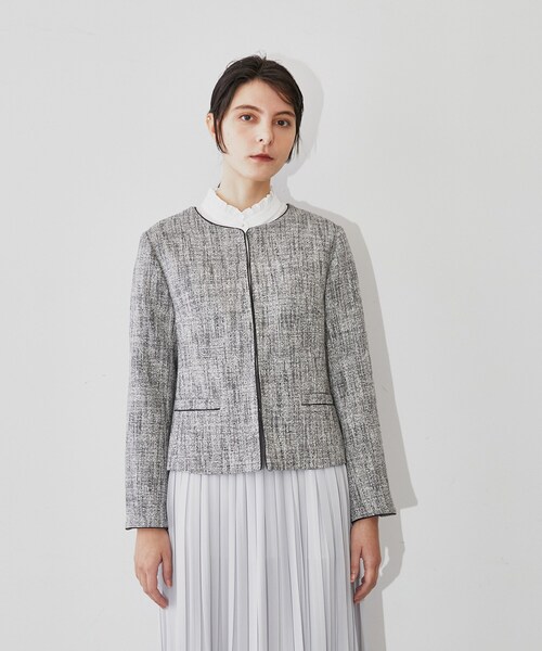 cloenc(クロエンス)の「◆ツイードノーカラージャケット(ノーカラージャケット・レディース・ネイビー系3/ブラック系3・03/02/01)」の17枚目の写真