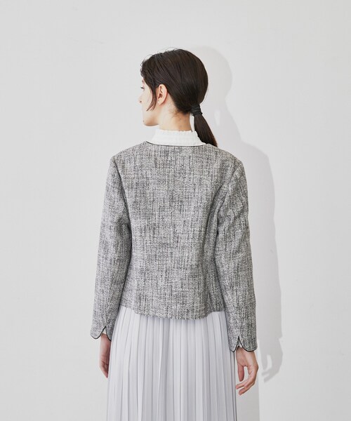 cloenc(クロエンス)の「◆ツイードノーカラージャケット(ノーカラージャケット・レディース・ネイビー系3/ブラック系3・03/02/01)」の4枚目の写真