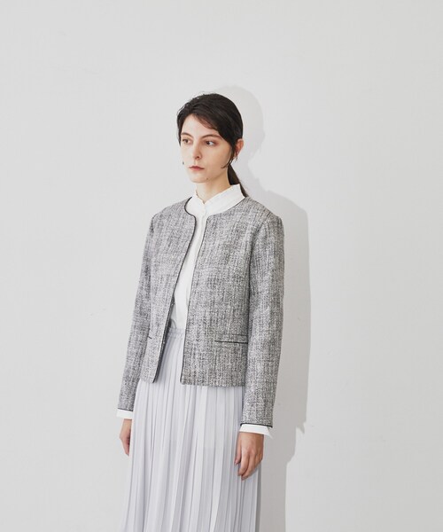 cloenc(クロエンス)の「◆ツイードノーカラージャケット(ノーカラージャケット・レディース・ネイビー系3/ブラック系3・03/02/01)」の18枚目の写真