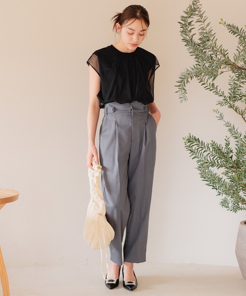 mysty woman（ミスティウーマン）の「［追加1］ウエストタブテーパードパンツ 113883（その他パンツ・レディース・ブルー/ブラウン/ベージュ/チャコールグレー/ライトベージュ・FREE）」の19枚目の写真