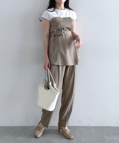 【セール】［追加1］ウエストタブテーパードパンツ 113883（その他パンツ）｜mysty woman（ミスティウーマン）