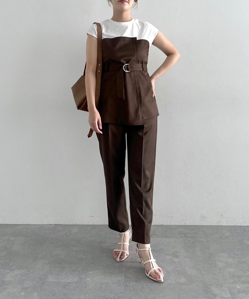 【セール】［追加1］ウエストタブテーパードパンツ 113883（その他パンツ）｜mysty woman（ミスティウーマン）