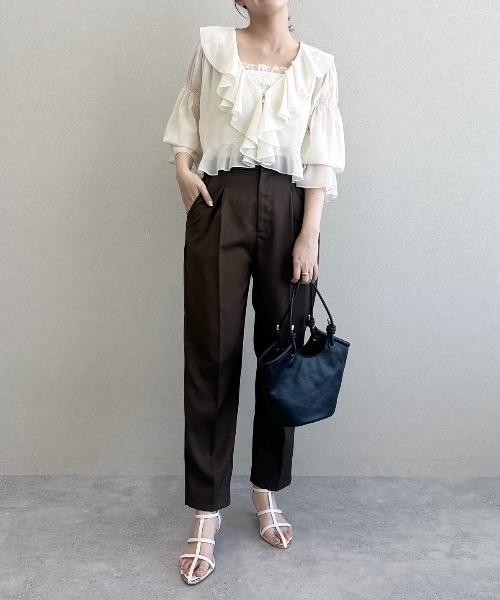 【セール】［追加1］ウエストタブテーパードパンツ 113883（その他パンツ）｜mysty woman（ミスティウーマン）