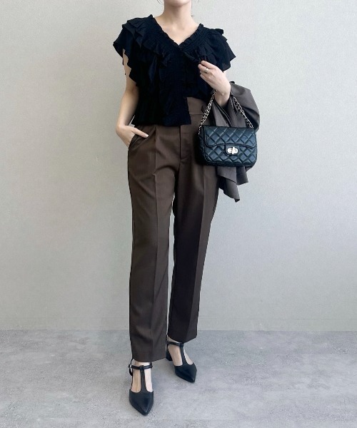 【セール】［追加1］ウエストタブテーパードパンツ 113883（その他パンツ）｜mysty woman（ミスティウーマン）