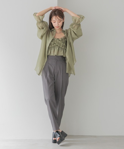 【セール】［追加1］ウエストタブテーパードパンツ 113883（その他パンツ）｜mysty woman（ミスティウーマン）