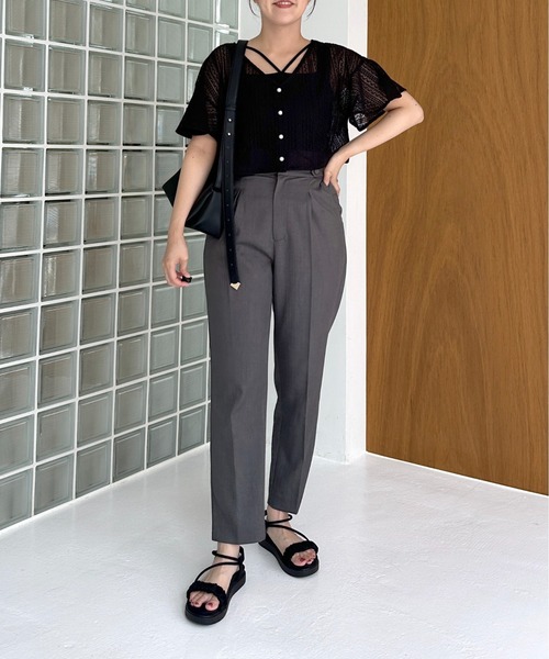 【セール】［追加1］ウエストタブテーパードパンツ 113883（その他パンツ）｜mysty woman（ミスティウーマン）