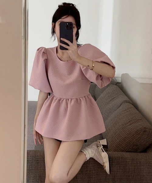 PIN(ピン)の「ALICE PUFF BLOUSE(シャツ/ブラウス・レディース・ピンク/ホワイト・L/M/S)」の6枚目の写真