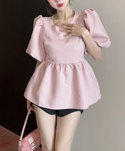 PIN(ピン)の「ALICE PUFF BLOUSE(シャツ/ブラウス・レディース・ピンク/ホワイト・L/M/S)」の10枚目の写真
