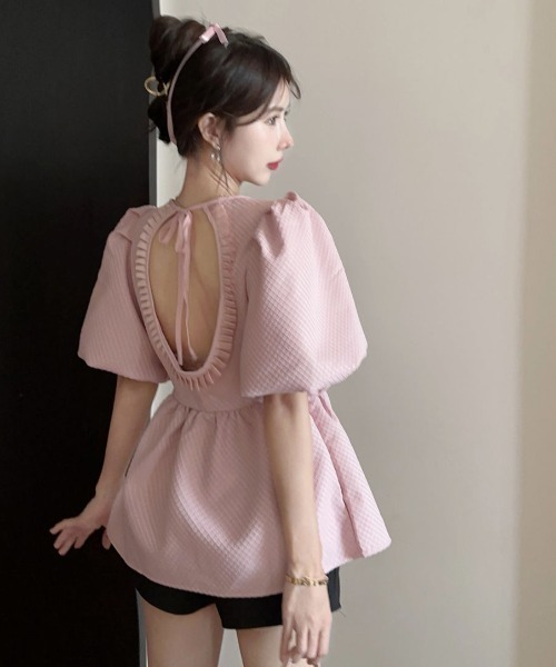 PIN(ピン)の「ALICE PUFF BLOUSE(シャツ/ブラウス・レディース・ピンク/ホワイト・L/M/S)」の14枚目の写真