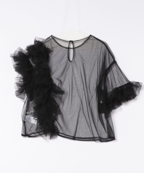 PICCIN(ピッチン)の「【WEB限定】チュールフリルブラウス(シャツ/ブラウス・レディース・ブラック/アイボリー・M)」の3枚目の写真