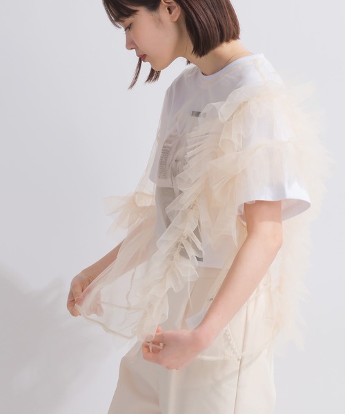 PICCIN(ピッチン)の「【WEB限定】チュールフリルブラウス(シャツ/ブラウス・レディース・ブラック/アイボリー・M)」の19枚目の写真