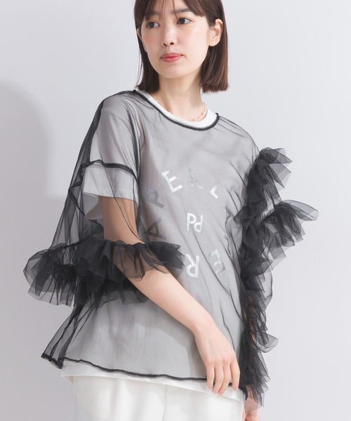 PICCIN(ピッチン)の「【WEB限定】チュールフリルブラウス(シャツ/ブラウス・レディース・ブラック/アイボリー・M)」の14枚目の写真