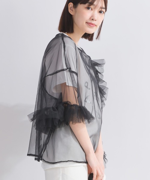 PICCIN(ピッチン)の「【WEB限定】チュールフリルブラウス(シャツ/ブラウス・レディース・ブラック/アイボリー・M)」の15枚目の写真
