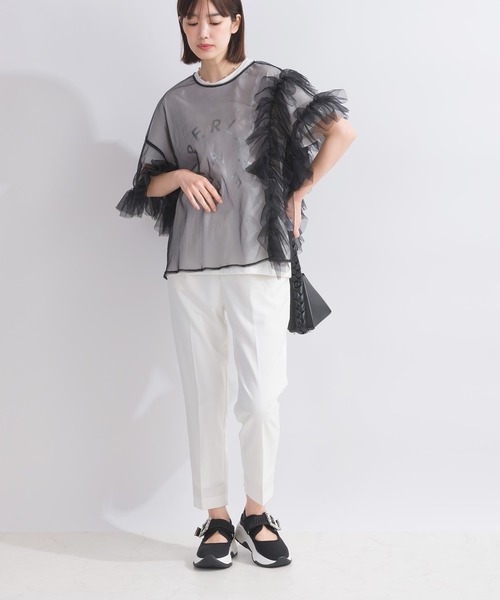 PICCIN(ピッチン)の「【WEB限定】チュールフリルブラウス(シャツ/ブラウス・レディース・ブラック/アイボリー・M)」の4枚目の写真