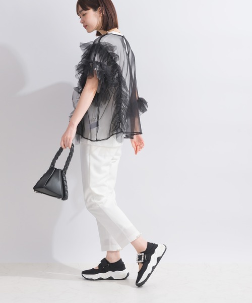 PICCIN(ピッチン)の「【WEB限定】チュールフリルブラウス(シャツ/ブラウス・レディース・ブラック/アイボリー・M)」の5枚目の写真