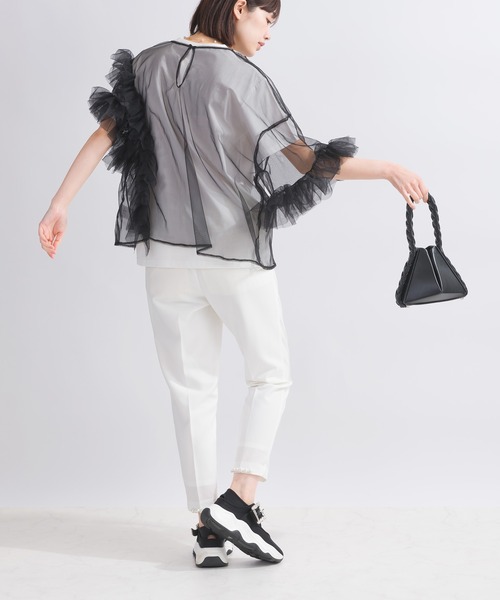 PICCIN(ピッチン)の「【WEB限定】チュールフリルブラウス(シャツ/ブラウス・レディース・ブラック/アイボリー・M)」の6枚目の写真
