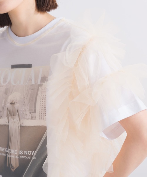 PICCIN(ピッチン)の「【WEB限定】チュールフリルブラウス(シャツ/ブラウス・レディース・ブラック/アイボリー・M)」の8枚目の写真