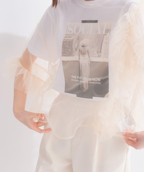 PICCIN(ピッチン)の「【WEB限定】チュールフリルブラウス(シャツ/ブラウス・レディース・ブラック/アイボリー・M)」の10枚目の写真