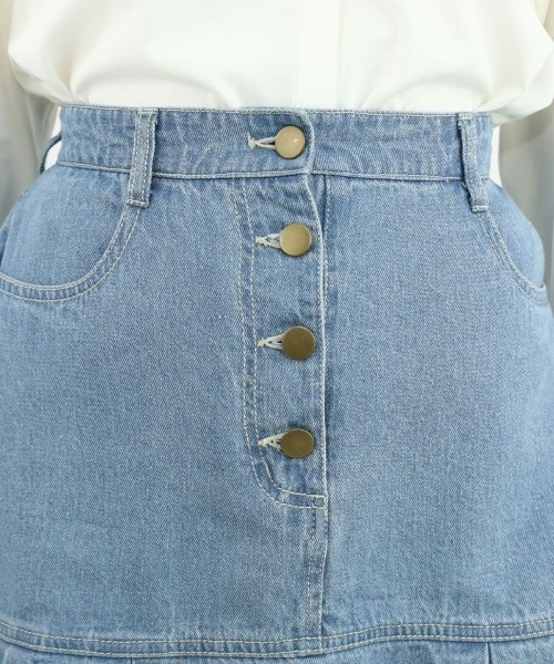 F i.n.t（フィント）の「裾切替デニムミニスカート/fint（スカート・レディース・ライトブルー/ブラック・FREE）」の11枚目の写真
