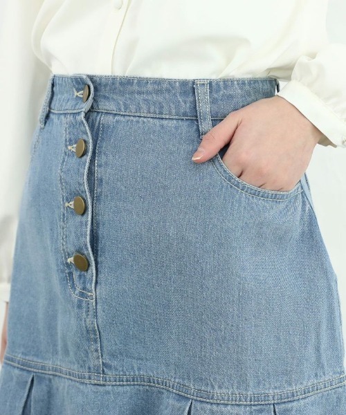 F i.n.t（フィント）の「裾切替デニムミニスカート/fint（スカート・レディース・ライトブルー/ブラック・FREE）」の12枚目の写真