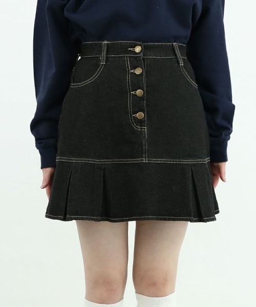 F i.n.t（フィント）の「裾切替デニムミニスカート/fint（スカート・レディース・ライトブルー/ブラック・FREE）」の19枚目の写真