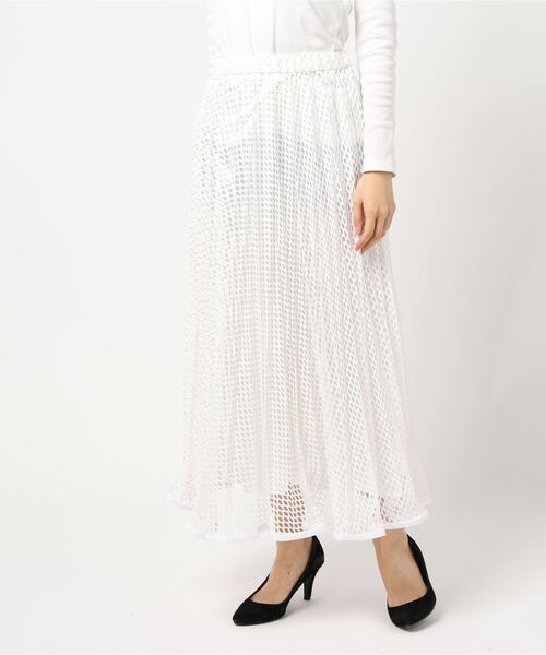 UN3D. アンスリード メッシュオリガミプリーツスカート フレアスカート38