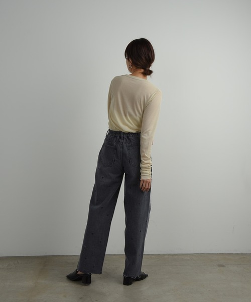I_am(アイアム)の「heartful denim high waist pants / ハートフルデニムハイウエストパンツ(デニムパンツ・レディース・ブラック/インディゴブルー・FREE)」の11枚目の写真