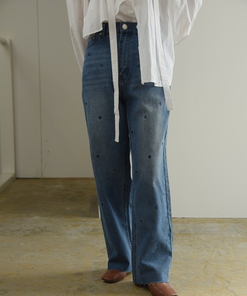 I_am(アイアム)の「heartful denim high waist pants / ハートフルデニムハイウエストパンツ(デニムパンツ・レディース・ブラック/インディゴブルー・FREE)」の13枚目の写真