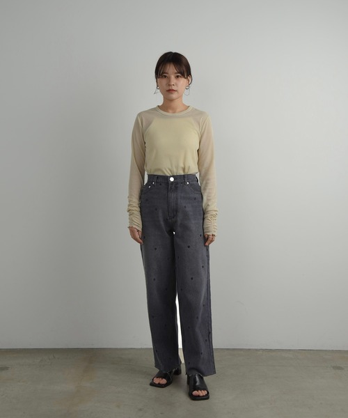 I_am(アイアム)の「heartful denim high waist pants / ハートフルデニムハイウエストパンツ(デニムパンツ・レディース・ブラック/インディゴブルー・FREE)」の10枚目の写真