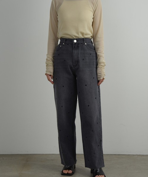 I_am(アイアム)の「heartful denim high waist pants / ハートフルデニムハイウエストパンツ(デニムパンツ・レディース・ブラック/インディゴブルー・FREE)」の9枚目の写真