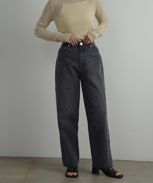 I_am(アイアム)の「heartful denim high waist pants / ハートフルデニムハイウエストパンツ(デニムパンツ・レディース・ブラック/インディゴブルー・FREE)」の7枚目の写真