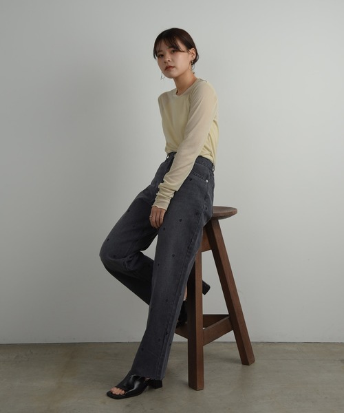 I_am(アイアム)の「heartful denim high waist pants / ハートフルデニムハイウエストパンツ(デニムパンツ・レディース・ブラック/インディゴブルー・FREE)」の5枚目の写真