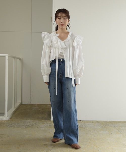 I_am(アイアム)の「heartful denim high waist pants / ハートフルデニムハイウエストパンツ(デニムパンツ・レディース・ブラック/インディゴブルー・FREE)」の14枚目の写真